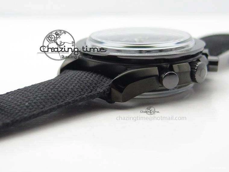 0817 DailyWear Speedmaster Professional Chronometer PVD Black Dial On Black Leather Strap A 8259